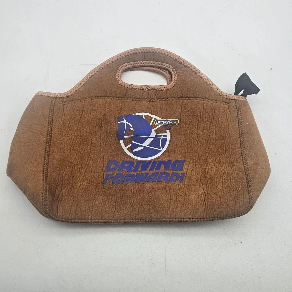 BreyerFest Lunch Tote Bag Brown Neoprene Driving Forward 2023 Horses 10x14